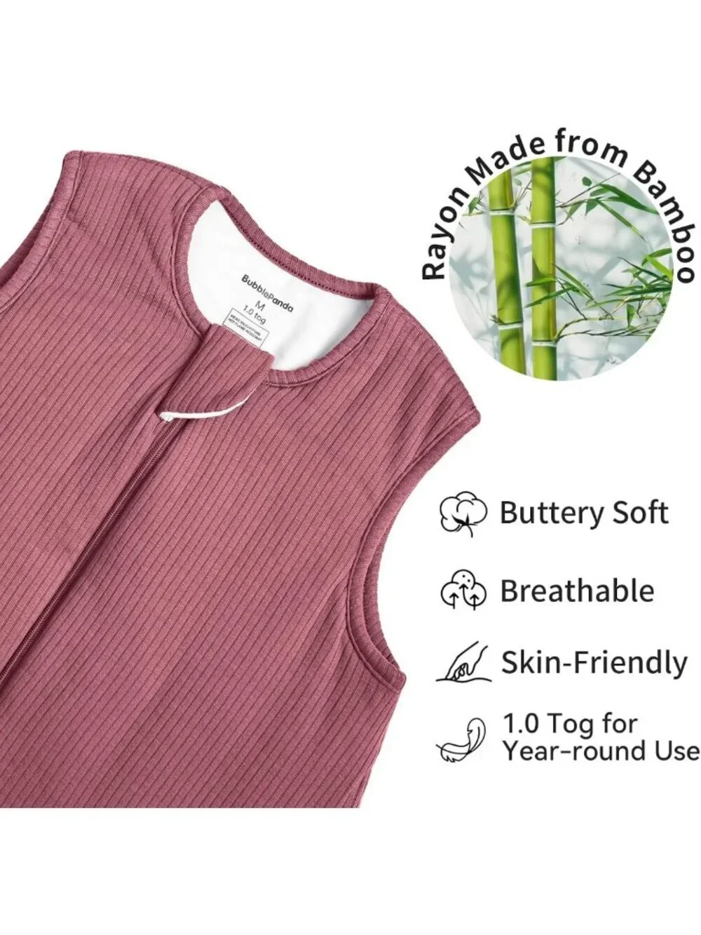 Cozy Bamboo Sleep Sack with Feet for Toddlers 1T-2T, 1.0 Tog, Soft & Breathable